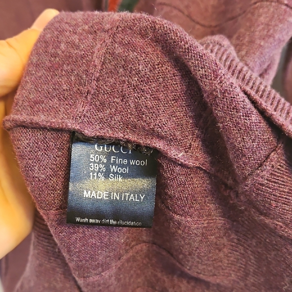 Gucci Purple Crewneck Sweater with Stripe Detail - Picture 5 of 8